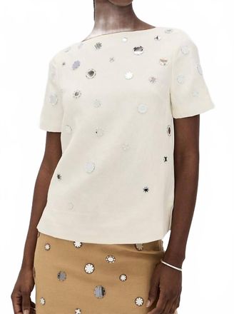 Tanya Taylor Eden Metallic Disc Shirt In Cream