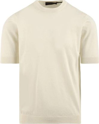FILIPPO DE LAURENTIIS Cotton T-shirt met ronde hals - Heren - Ronde hals truien - Beige - 2XL - Katoen - Truien & Vesten