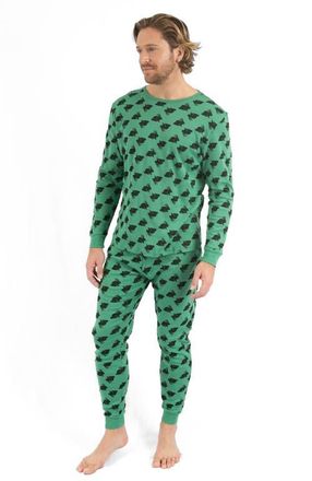 Leveret Mens Cotton Printed Matching Family Pajamas in Bunny Green at Nordstrom, Size Xx-Large