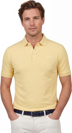 Cavallaro Goloshirt Cavallaro Bavone geel normale fit korte mouw knoopjes