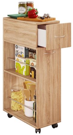 ebuy24 Vcm Kitchen Trolley Carrito De Picking Dimensiones Estante De Cocina Aprox. Al. 85 X An. 25 X P. 50 Cm Suficiente Espacio De Almacenamiento Y Caj&oacute;n Ro
