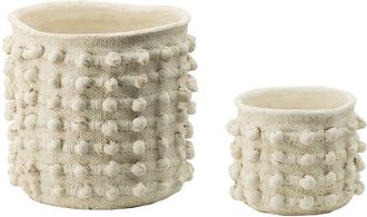 A&B Home Round Outdoor Planters With Tassel Pom Detail