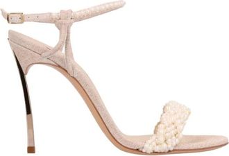 Casadei Pearlsway Blade Sandalen - Dames - Sandalen met hakken - Beige - 40 EU - Leer - Schoenen