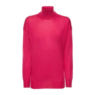 Tom Ford Cashmere Knitwear, female, Pink, Size: XS Fine Cashmere Silk Knit Turtleneck Top