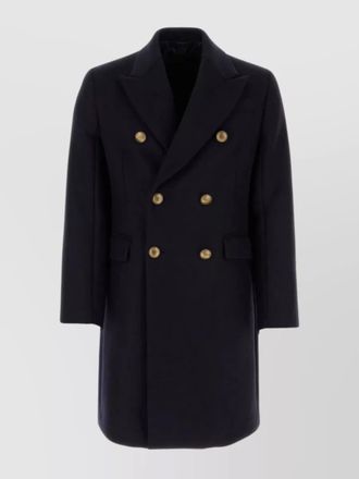 Prada wool blend coat with back slit and double-breasted design