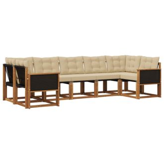 vidaXL Conjunto De Sof&aacute;s De Exterior Con Coj&iacute;n 7 Pcs Natural Y Beige Vidaxl