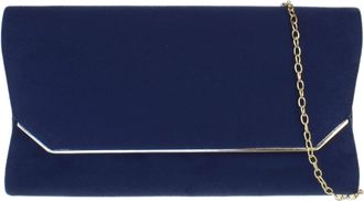 Girly HandBags Womens Plain Suede Effect Clutch Bag - Navy