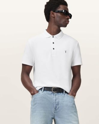 AllSaints Cotton Theo Short Sleeve Knitted Polo, Size: XS