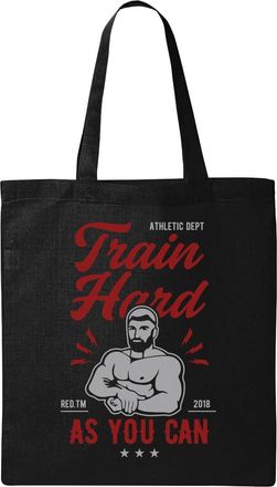 Generic Train Hard As You Can Flex Graphic Natural Ecological Cotton Tote Bag Black