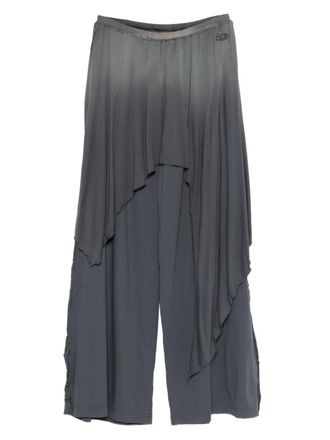 Diesel logo-detail ruffled trousers - Grey