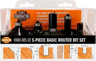CMT K900-005-02 Estuche 5 Fresas Perfiladas Y Recta Hw Z2 S=8 D=12/16/12.7/25/35 Dx