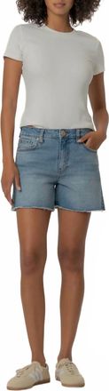 Kut from the Kloth Jane High Rise Long Short With Fray Hem In Whiz