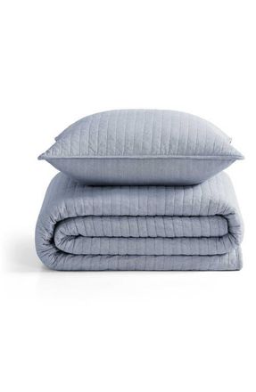 Tommy Hilfiger Christopher Texture Quilt & Shams Set in White/dark Night Navy at Nordstrom, Size Full/queen