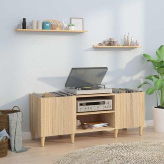 vidaXL Mueble Para Discos De Madera De Roble Sonoma 121x38x48 Cm Vidaxl