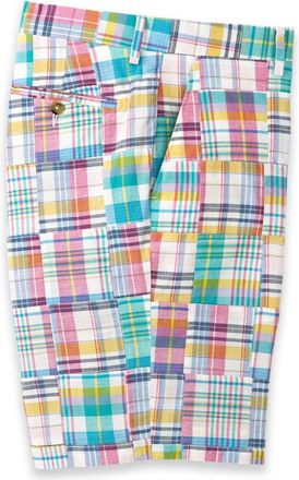 Paul Fredrick Cotton Madras Flat Front Shorts
