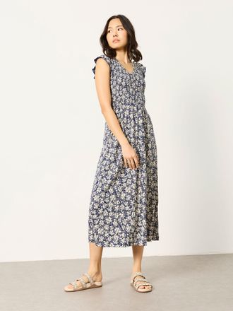 Fat Face FatFace Demi Blue Shells Petite Jersey Midi Dress