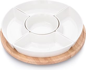 OEM Vassoio Girevole Elegante Duka Con 5 Ciotole In Porcellana Warewood Duka