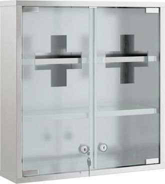 HOMCOM Botiqu&iacute;n de medicinas 46x12x48 cm plata