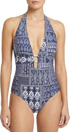 Change of Scenery Gabrielle Ring Halter One-Piece Swimsuit in Tivara Patchwork at Nordstrom, Size X-Small
