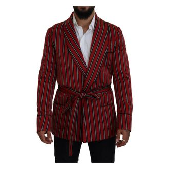 Dolce & Gabbana Elegant Red Striped Long Robe Luxury Wear - male - Dolce & Gabbana - Blazers - Multicolor - M - Jackets