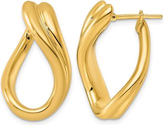 Diamond2Deal 14K Yellow Gold Twisted Grooved Hoop Earrings