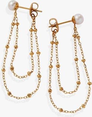 Alex and Ani Freshwater Pearl Chain Earrings at Nordstrom