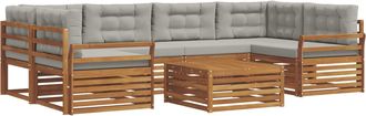 vidaXL Conjunto De Sof&aacute;s De Exterior 7 Uds. Gris Natural Y Claro Vidaxl