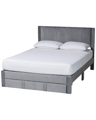 Baxton Studio Elora Modern Pleated Velvet Queen Size Storage Bed