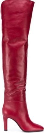 Saint Laurent Red Leather Knee High Boots Size 37