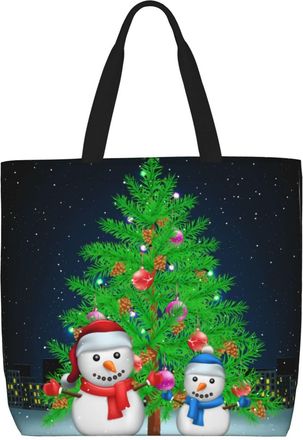 Generic Women Handbag Snowman Christmas Tree Women Beach Bag Print Lightweight Ladies Purse, For Christmas, Gym, Birthday, School, Work