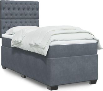 vidaXL Vidaxl - Cama Box Spring Con Colch&oacute;n Terciopelo Gris Oscuro 100x200 Cm