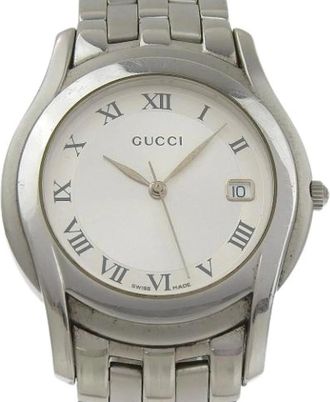 Gucci Pre-owned Roestvrijstalen Quartz Horloge - Dames - Vintage Horloges - Grijs - ONE Size - Vintage