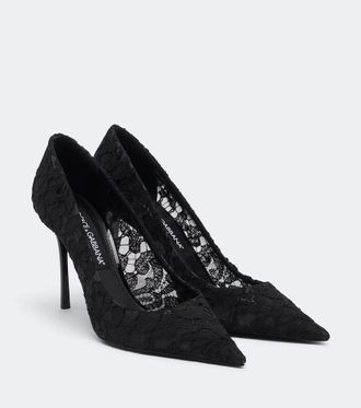 Dolce & Gabbana Salones de encaje con piel