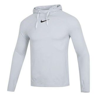 Nike Mens Nike Solid Color Logo Loose Hooded Long Sleeves Gray DQ5052-043