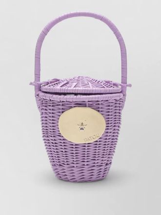 Patou circular wicker bucket bag top handle