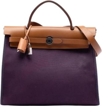 Herm&egrave;s Pre-owned Handbags, female, Purple, Size: ONE SIZE Pre-owned Canvas Shoulder Bag