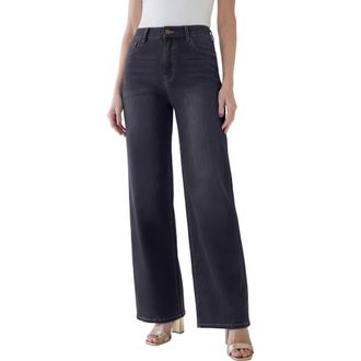 Roaman's Plus Size 360&ordm; Stretch 5 Pocket Wide Leg Jean in Dark Wash at Nordstrom, Size 24