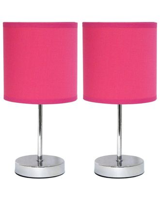 Lalia Home Chrome Mini Basic Table Lamp With Fabric Shade 2Pk Set