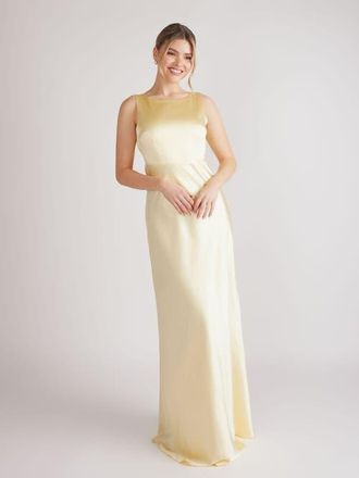 Six Stories Cowl Back Satin Bridesmaid Dress in Lemon at Nordstrom, Size 14