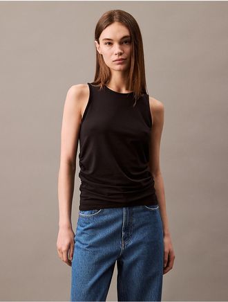 Calvin Klein Womens Cotton Jersey Muscle Tank Top - Black - XS