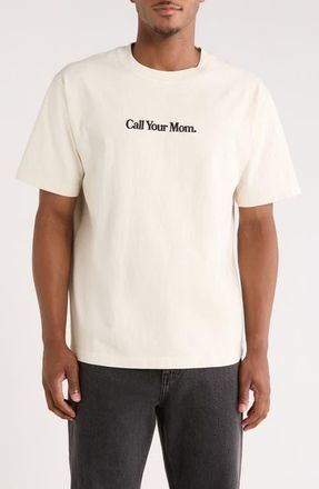 PacSun Call Your Mom Embroidered Cotton T-Shirt in Cream at Nordstrom, Size Medium