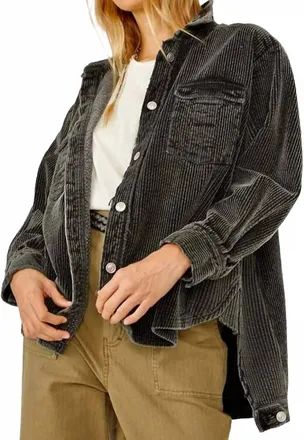 Free People Dawn Break Shacket In Washed Black