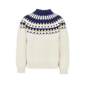 Dsquared2 Maglione in lana con motivo jacquard - - Knitwear - Donna - Beige - L