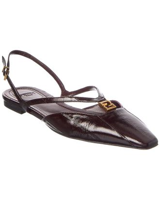Fendi Fendi Ffold Leather Slingback Flat