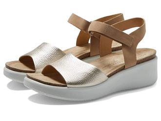 Ecco Flowt Wedge Cork Sandal Womens Shoes Pure White Gold/Powder : EU 36 (US Womens 5-5.5) M, Suede