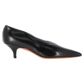 Celine Pre-owned Womens V Neck Pointed Toe Pumps in Black Leather - Size 37.5 EU/IT