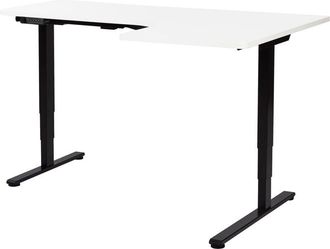 Beliani Electric Adjustable Corner Desk DESTINES White/ Black 160 cm 109 cm Right Hand