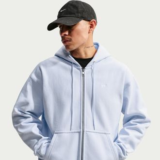 Nike Mens Solo Swoosh Full-Zip Fleece Hoodie in Grey | HV1084-085