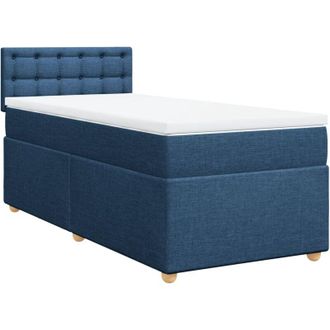 vidaXL Cama Box Spring Con Colch&oacute;n Tela Azul 90x190 Cm Vidaxl