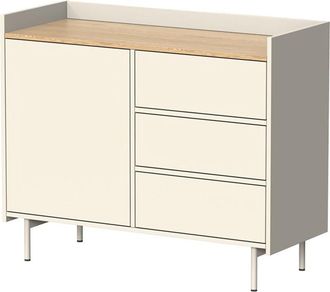 Vicco Cassettiera per camera da letto Velina, Crema, 100 x 82 cm con 3 cassetti e 1 anta, Vicco